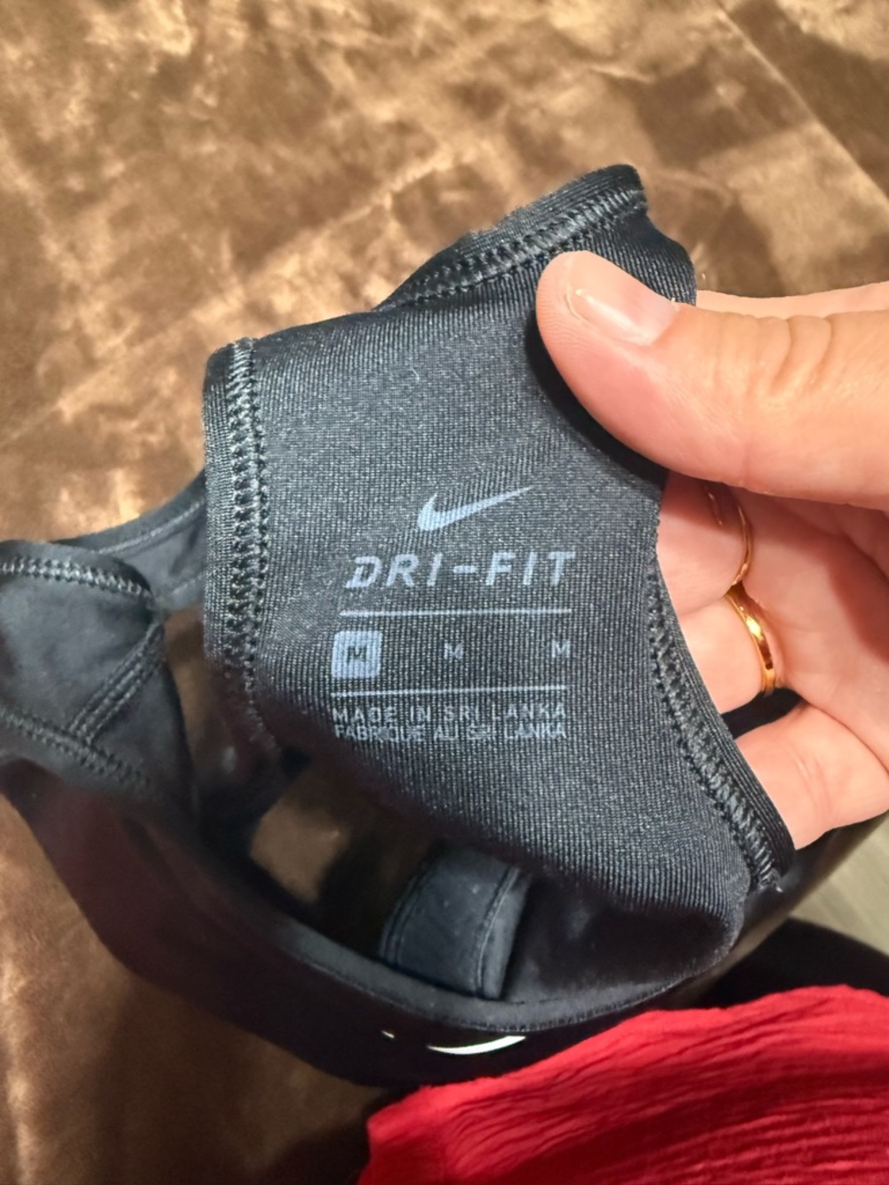 Woman’s size medium Nike Black Racerback Sports Bra with White Swoosh - Picture 7 of 11